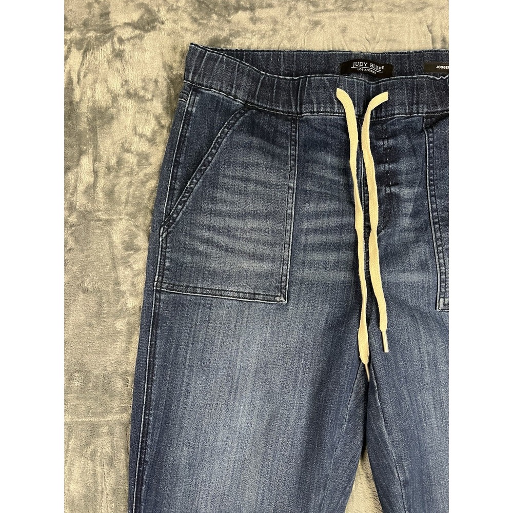 Judy Blue Women's Blue Medium Wash Jogger Jeans Drawstring Pockets Mid Rise - Picture 5 of 16